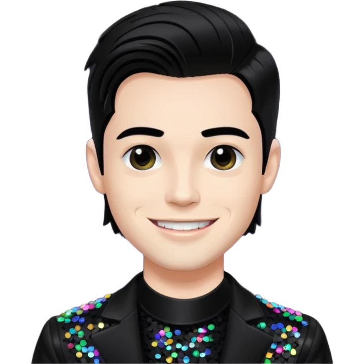 Sugar Bones, Male Electropop Singer from Confidence Man with black hair, black sequin outfit emoji