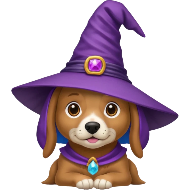 dog wear purple wicth hat emoji