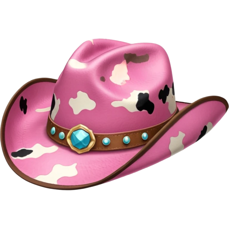 Cow print cowgirl hat emoji
