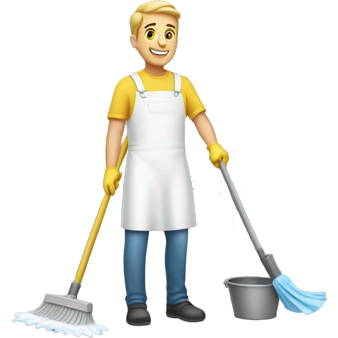 white man cleaning emoji