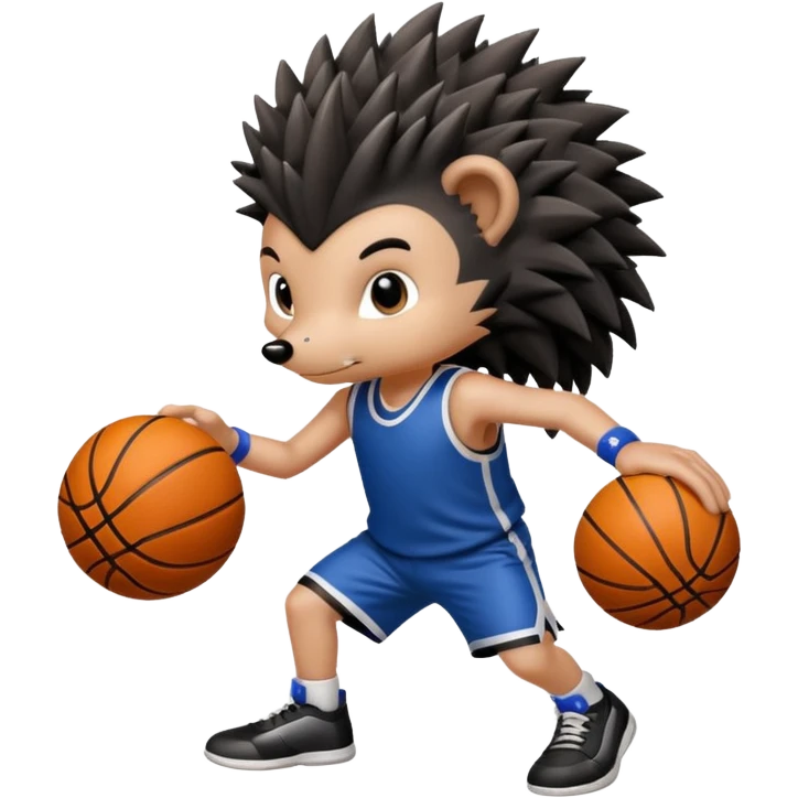 black hedgehog playing basketball emoji