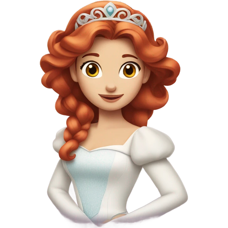 red haired Disney princess in white dress emoji
