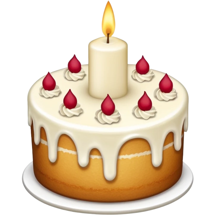 white candle with a slice of cake emoji