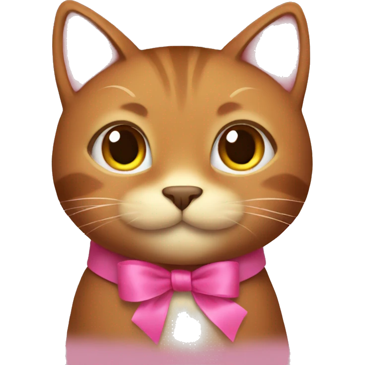A brown cat with pink ribbon  emoji