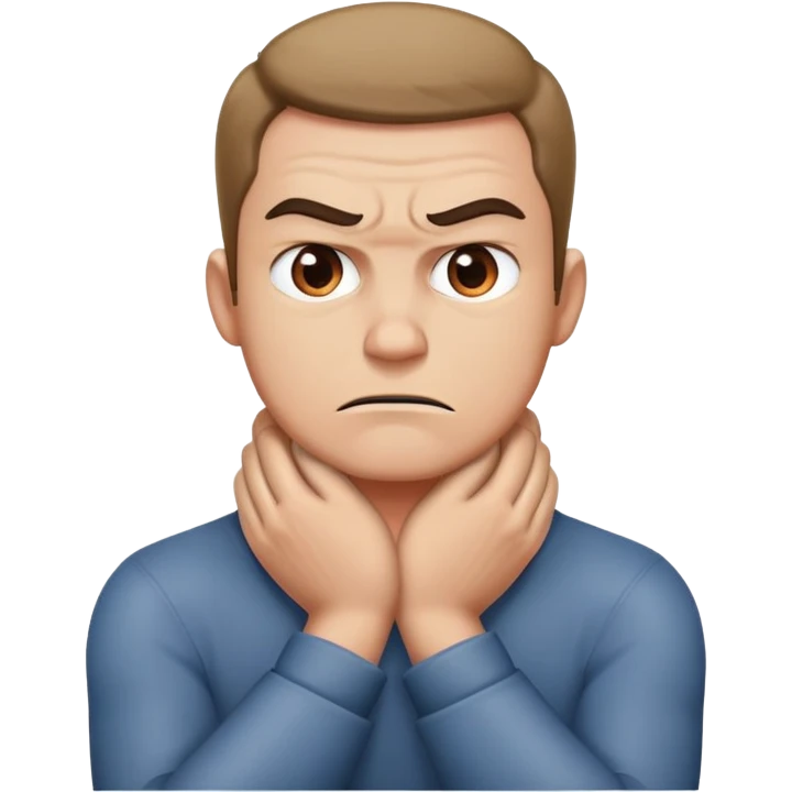 hands crossed around neck guy mad emoji