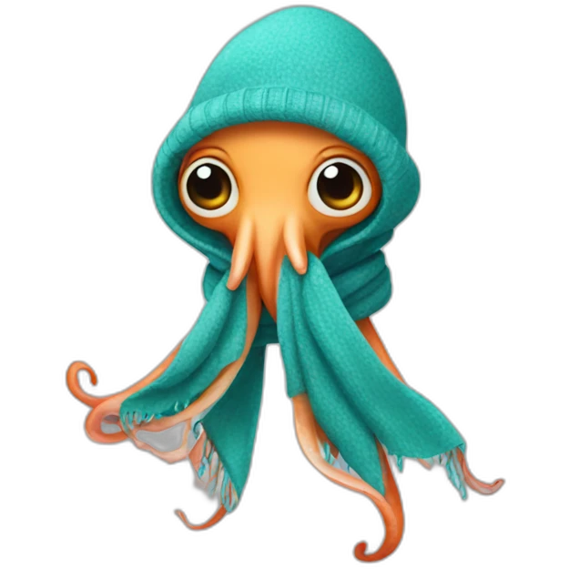 Squid wearing a scarf emoji