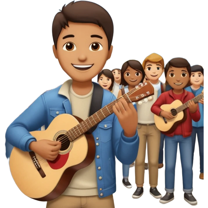 Street Musician + fan photo + crowd, Street Memories. emoji
