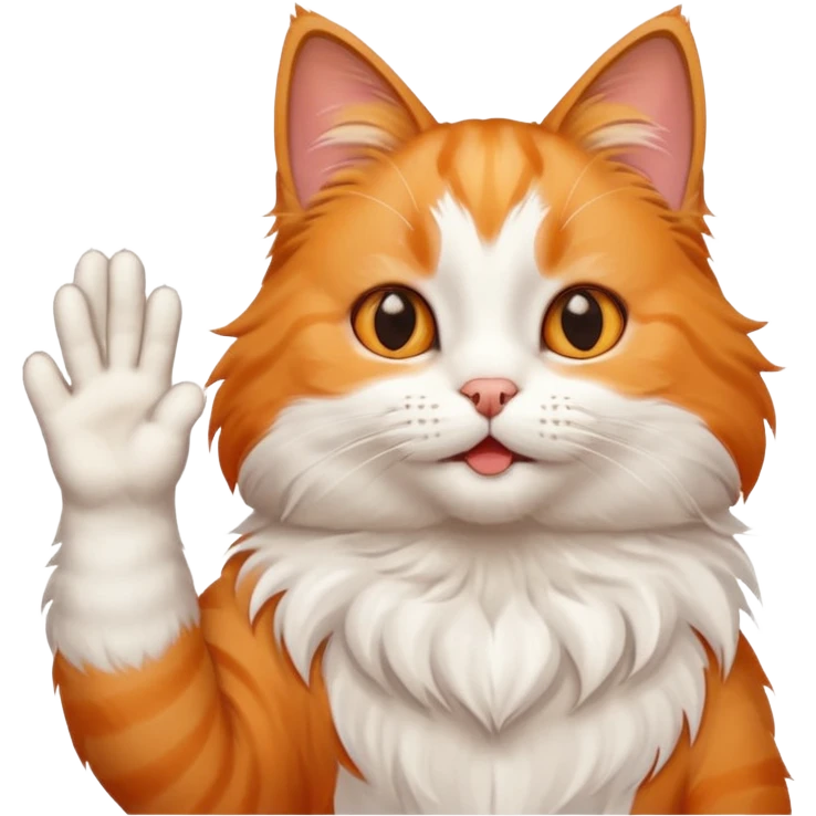 The cat says hello and waves his paw emoji