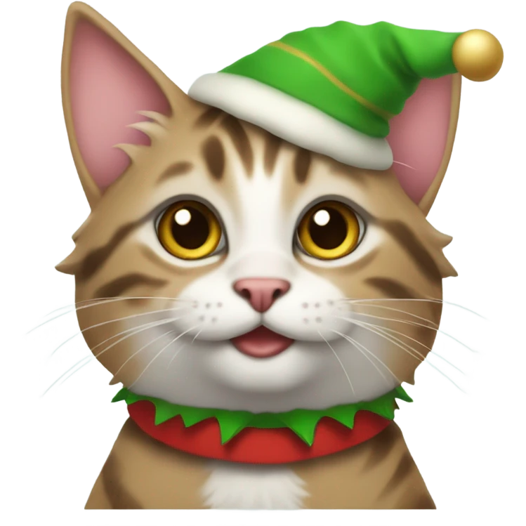Tabby Cat as a  Christmas elf emoji