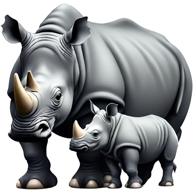 Rhinoceros mother with baby rhino calf emoji
