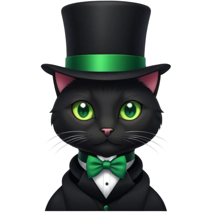 A black cat with a top hat emoji