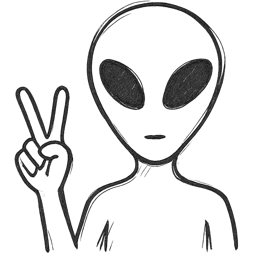 alien peace sign emoji