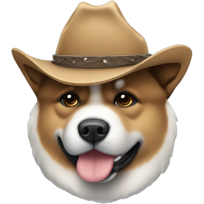 akita with dark face wearing cowboy hat emoji