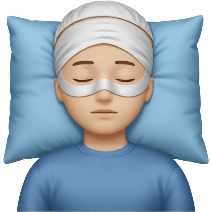 boy with a sleeping mask above head like a band no pillow no face covered 
 emoji