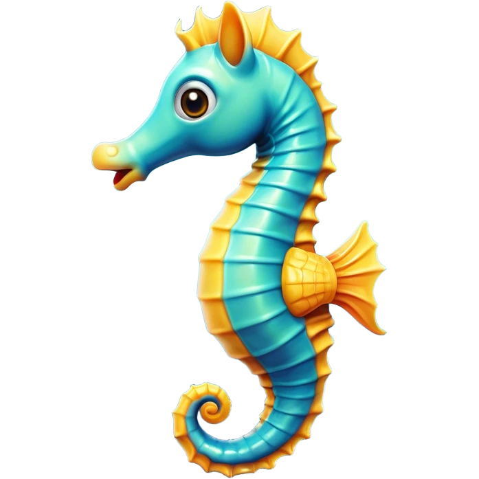 Cinematic Comical Sea Horse Portrait Emoji, Head tilted dramatically with an exaggeratedly amused expression, featuring a delicately curved seahorse with a whimsically coiled tail and wide, comically expressive eyes full of playful disbelief, Simplified yet hilariously expressive features, highly detailed, glowing with a slightly sassy aquatic glow, high shine, dramatic yet playful, stylized with an air of quirky marine mischief, soft glowing outline, capturing the essence of a meme-worthy seahorse that looks ready to drift its way into viral fame! emoji