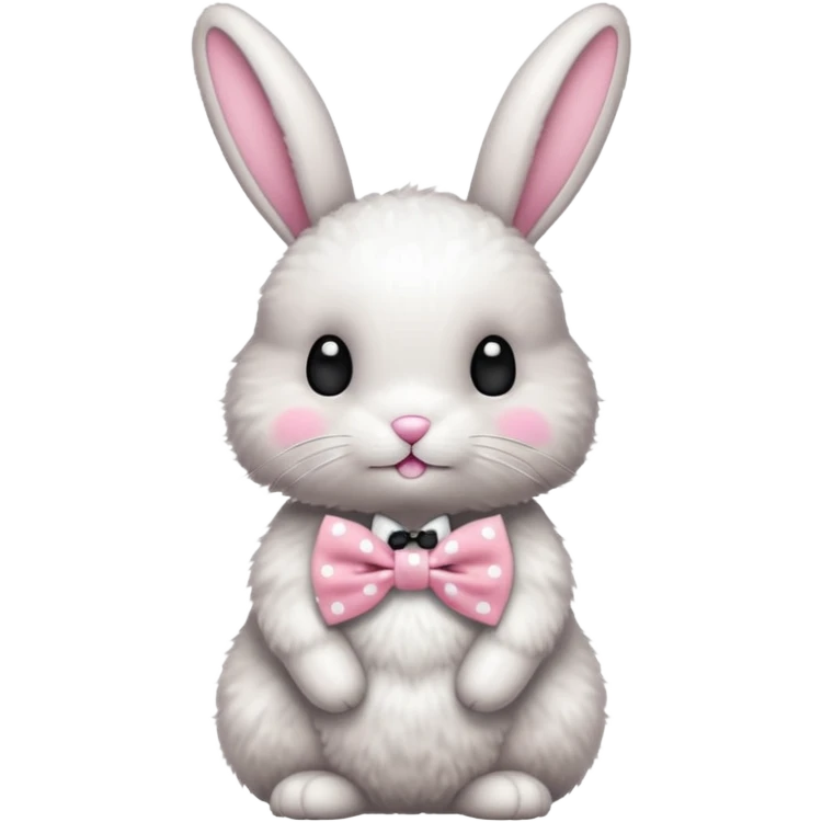 Fluffy rabbit with polka-dot pink bow tie, body emoji