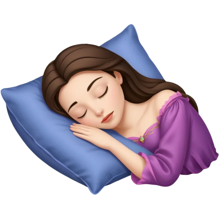 sleeping beauty brunette white girl with a silk pillow emoji