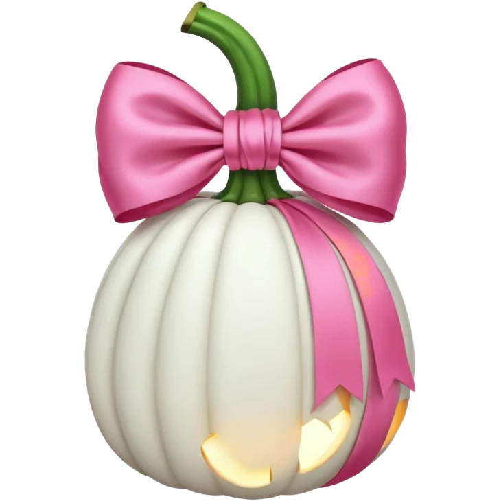 white Pumpkin with pink bow emoji