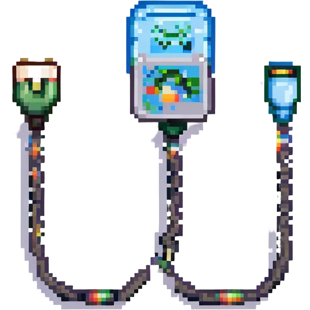 8 bit pixel art ethernet cable with RJ45 connector emoji emoji