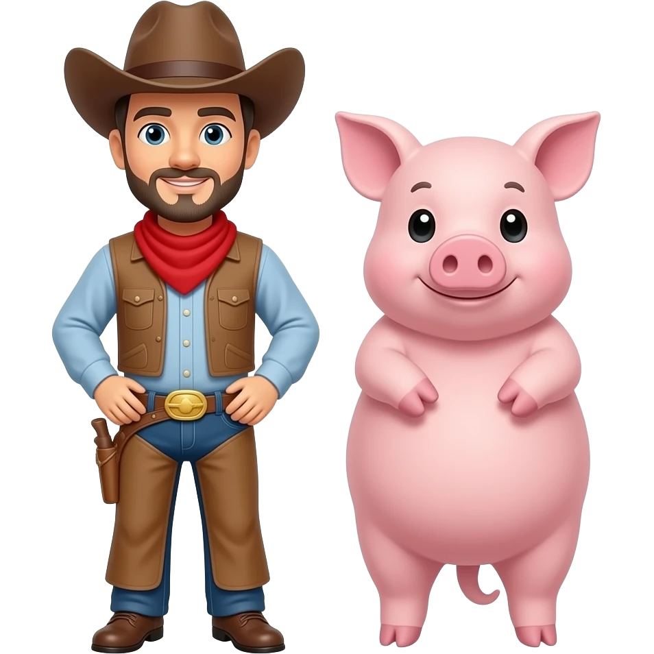 create a pig and a cowboy together emoji