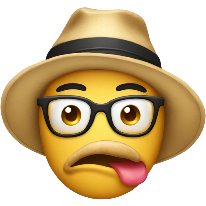 biting lip emoji with hat emoji
