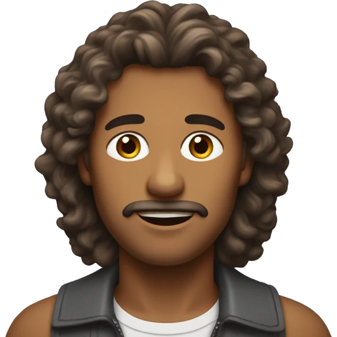 Homme brun avec longs cheveux bouclés  emoji