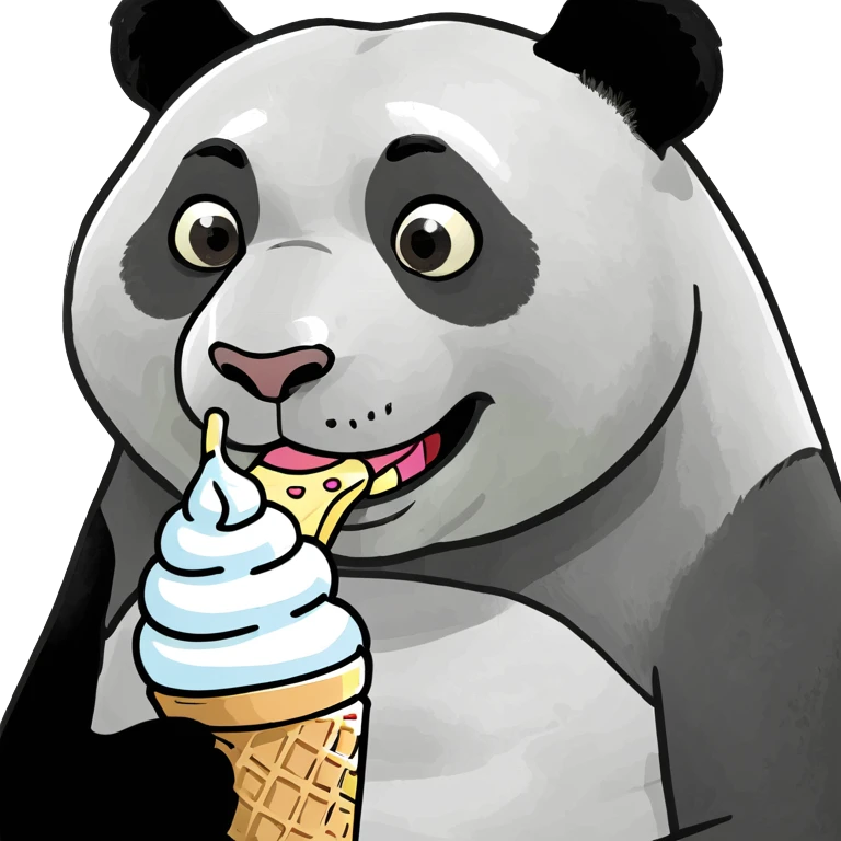 Panda eating ice cream emoji