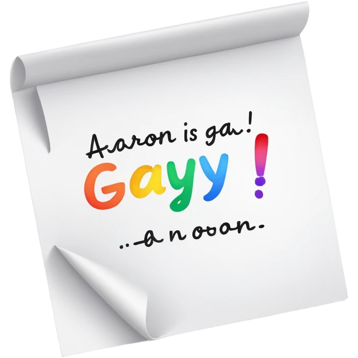 paper saying aaron is gay emoji
