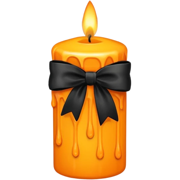 orange yellow candle, with black bow emoji