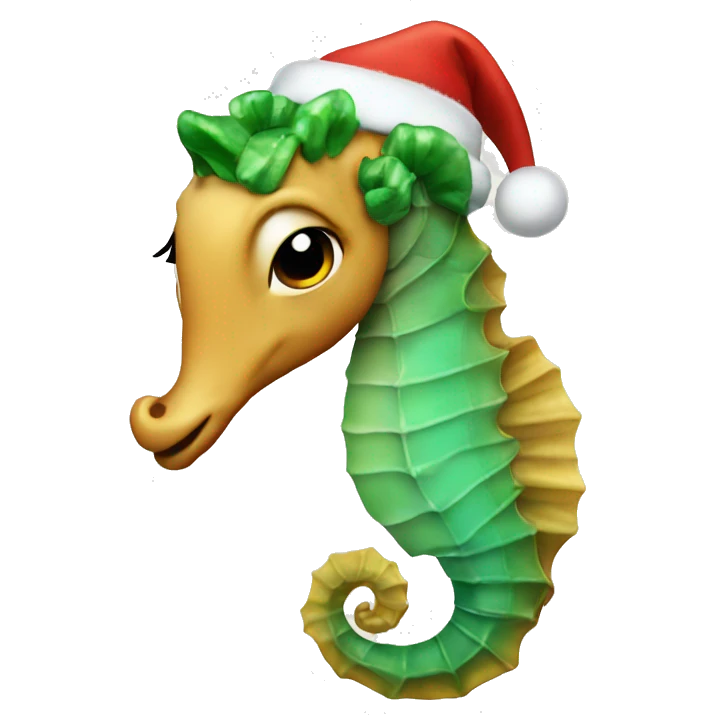 Seahorse wearing Christmas hat emoji