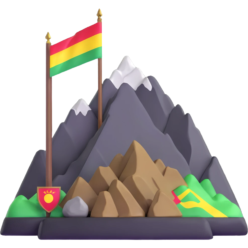 Mountain with Kurdish flag and ancient artifacts emoji