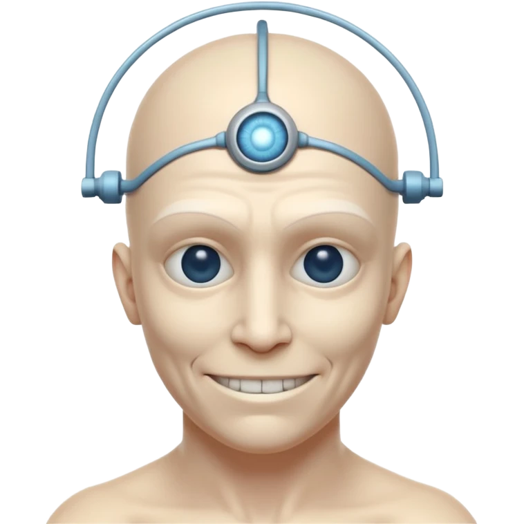mutant test subject portrait, head and shoulders only, third eye on forehead, pale skin, creepy calm smile, lab experiment style, 3D cartoon, mobile game icon style, clean background, no text, no watermark

 emoji