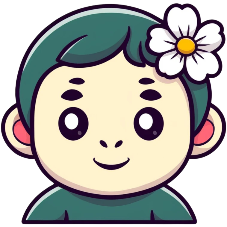 cute girl ape face with flower emoji