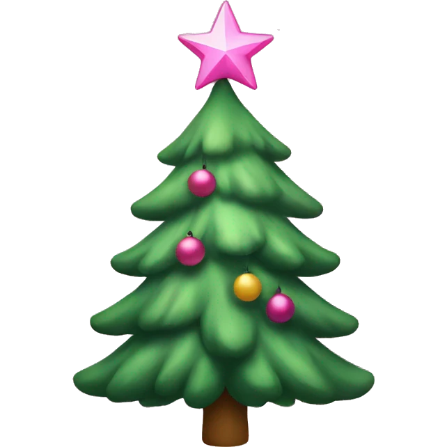 Christmas tree with a pink star emoji