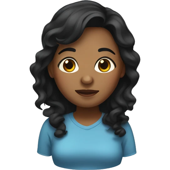 Brown-skinned, female, overweight, with wrinkles, and black wavy hair. emoji