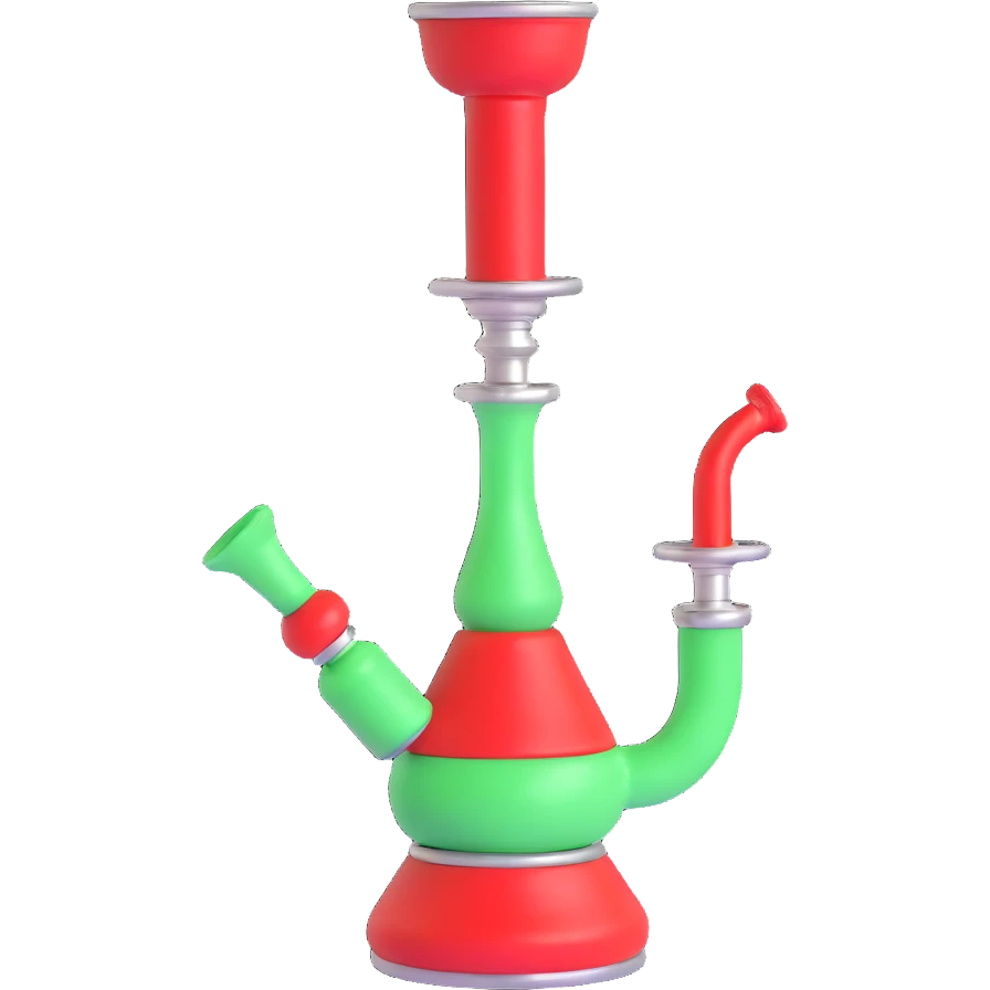 3D hookah, classic design, glass base, metal details emoji