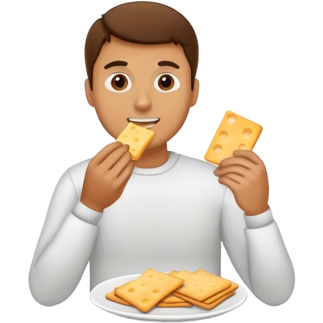 Man eating cheese and crackers emoji