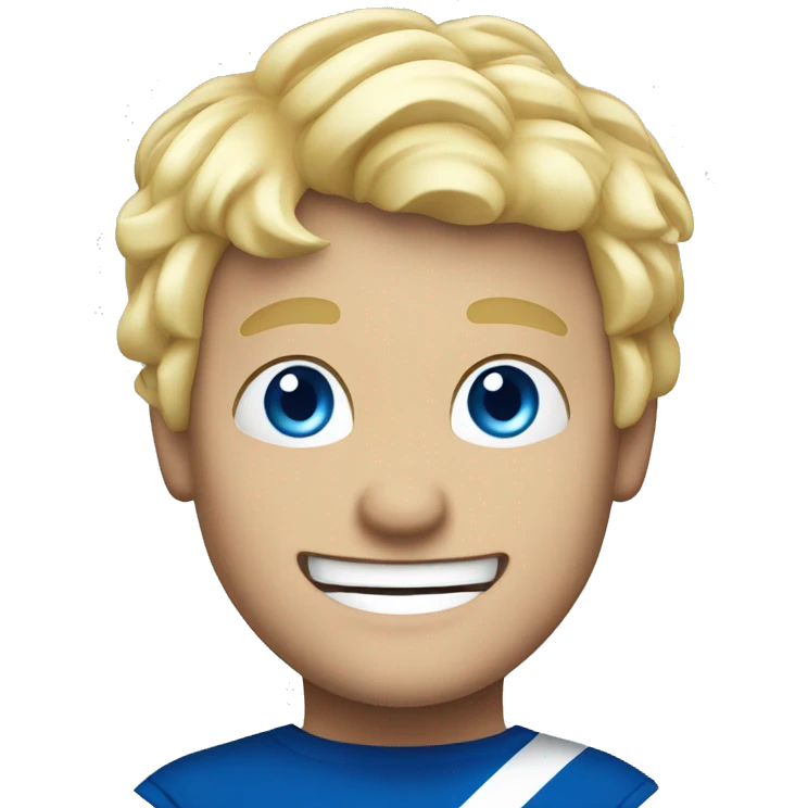 Male with blonde hair and blue eyes waving hand smiling with a Scotland flag emoji