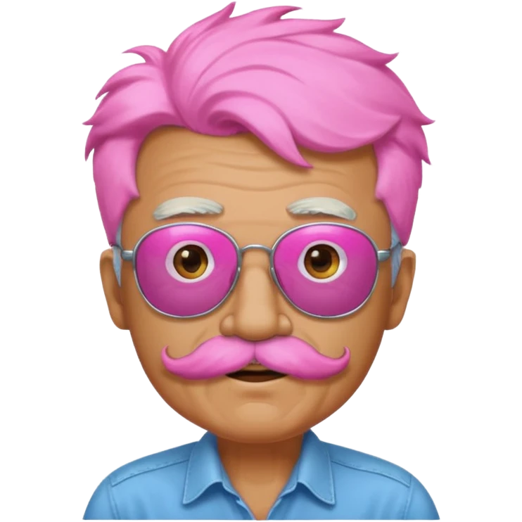 old guy with funny hair and shades and pink mustache emoji