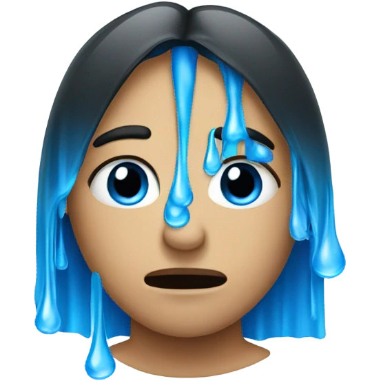 crying face with blue tears emoji