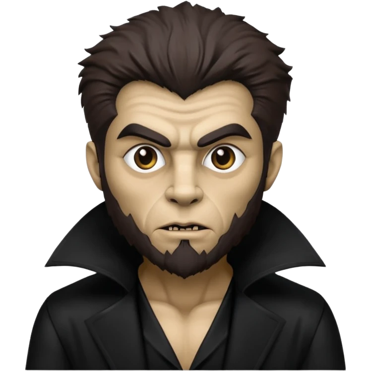 The Wolf Man from Universal Monsters with dark brown fur, black silk outfit, tan skin  emoji