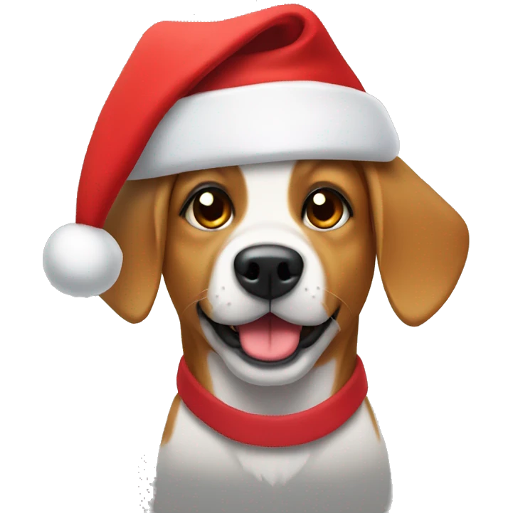 Dog with a Santa hat emoji
