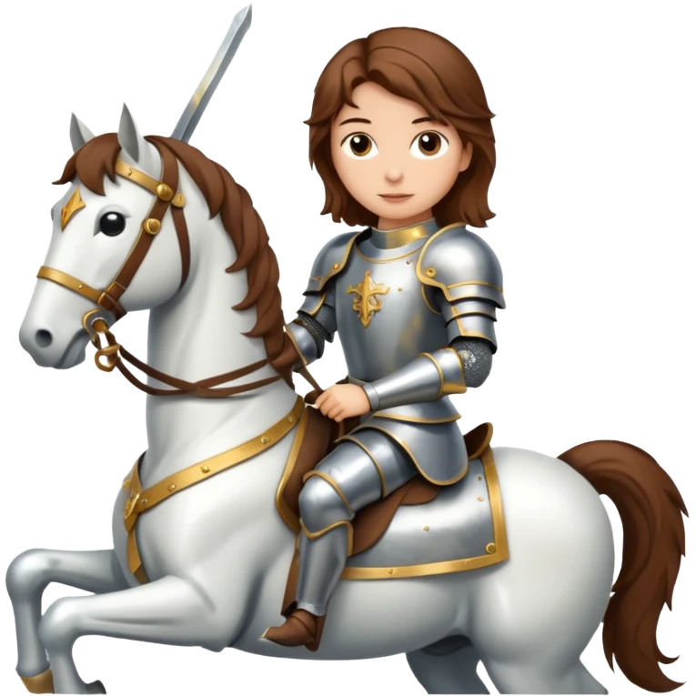 Renaissance princess knight with brown hair on horse emoji