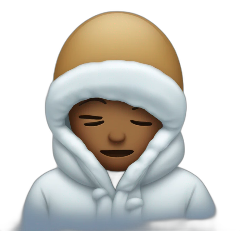 person embraces cold emoji