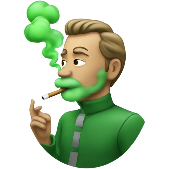 Man smoking green smoke emoji