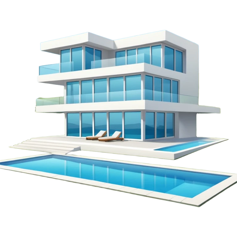 modern house on the hill, with a pool emoji