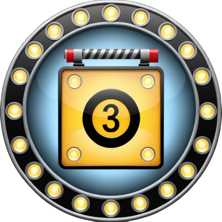 movie number 3 , Bordered with spotlights, shiny round lights emoji