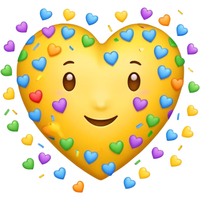 yellow heart with confetti emoji