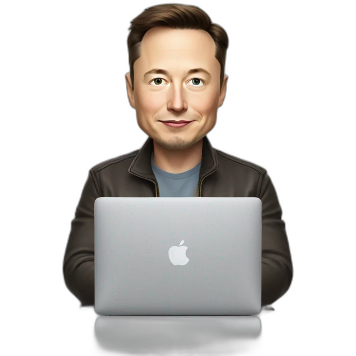 elon musk working  infront of a macbook  emoji