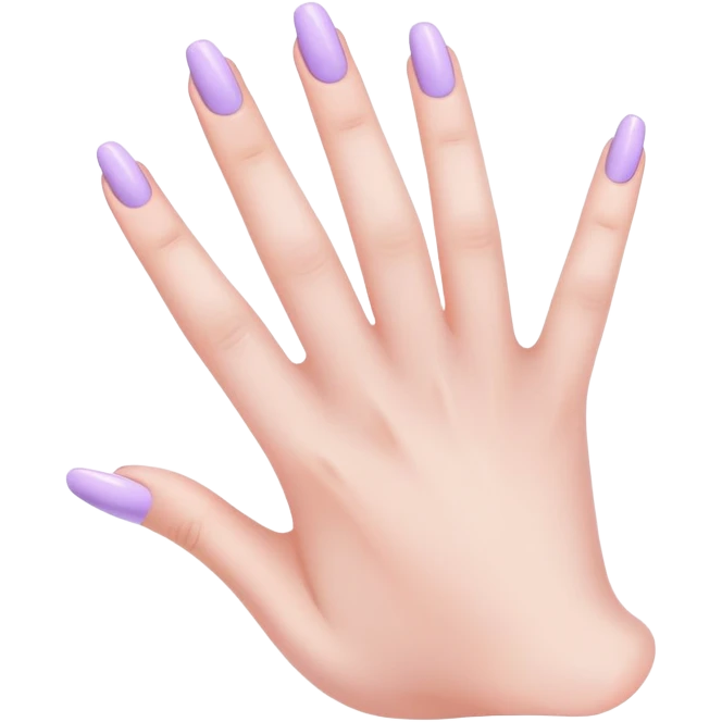 lilac pastel manicure on five fingers emoji